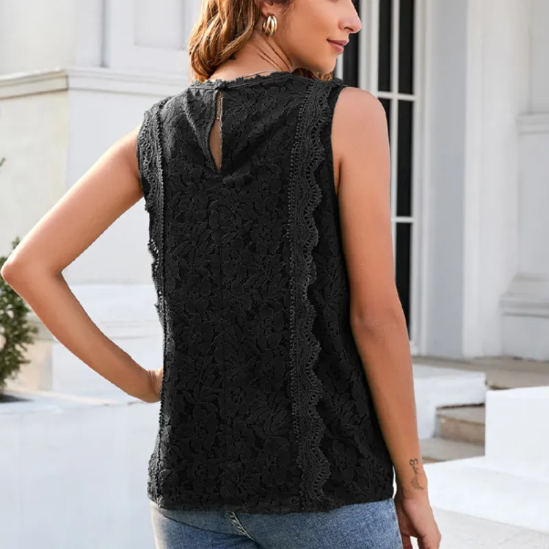 Sleeve Less Knitted Laced Blouse