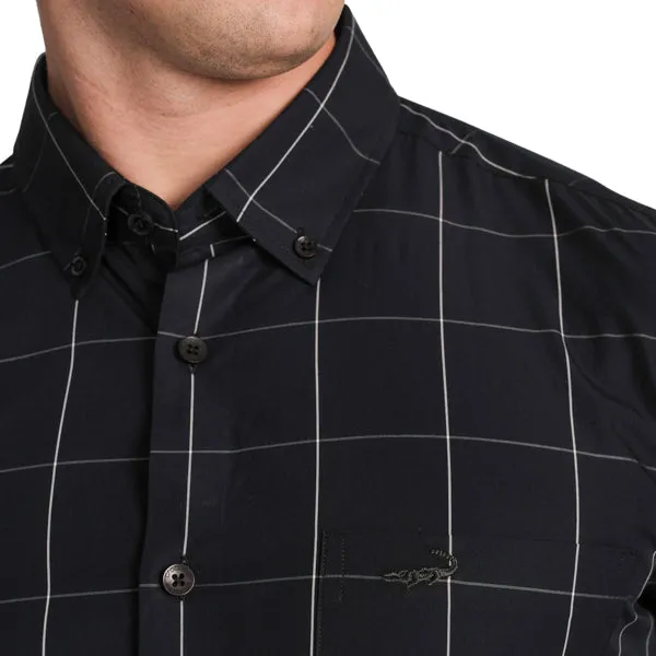 Slim Fit Half Sleeve Button-down collar Semi-Casual Check Shirt- Insignia Blue