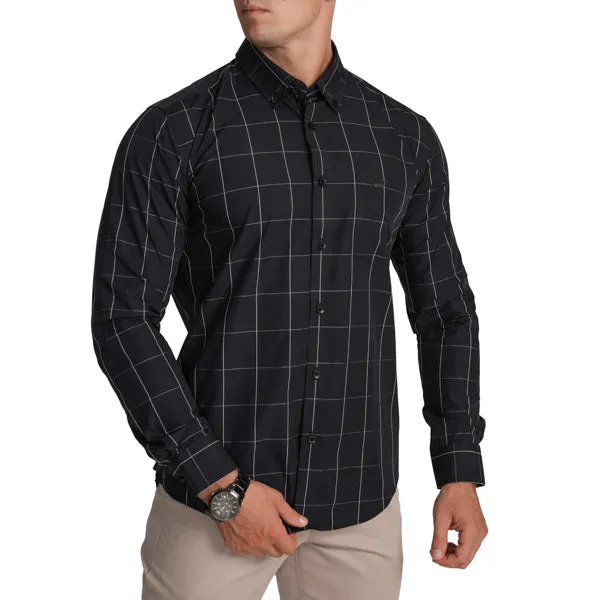 Slim Fit Half Sleeve Button-down collar Semi-Casual Check Shirt- Insignia Blue