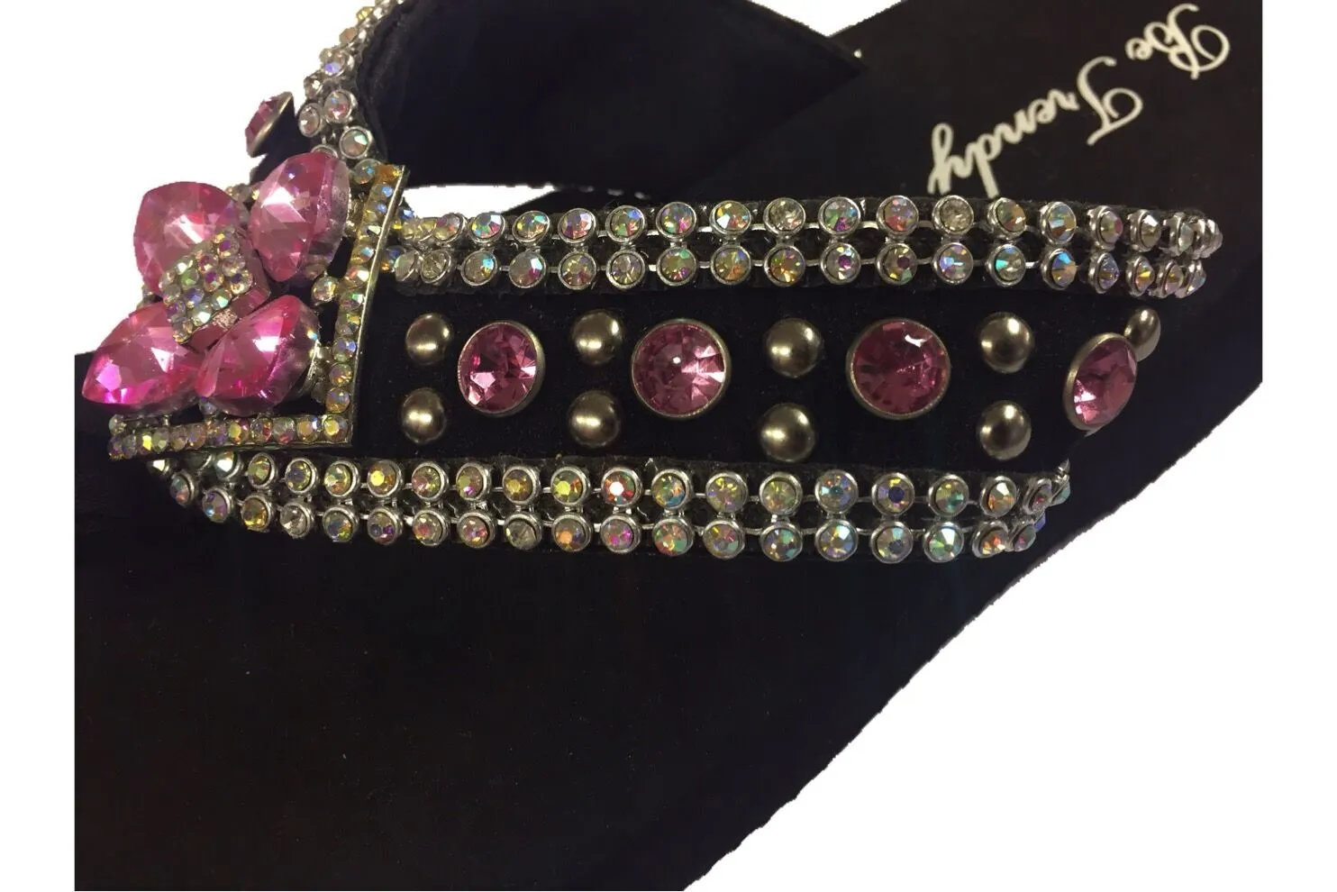Slip-On Thong Sandals with Stone Embellishments