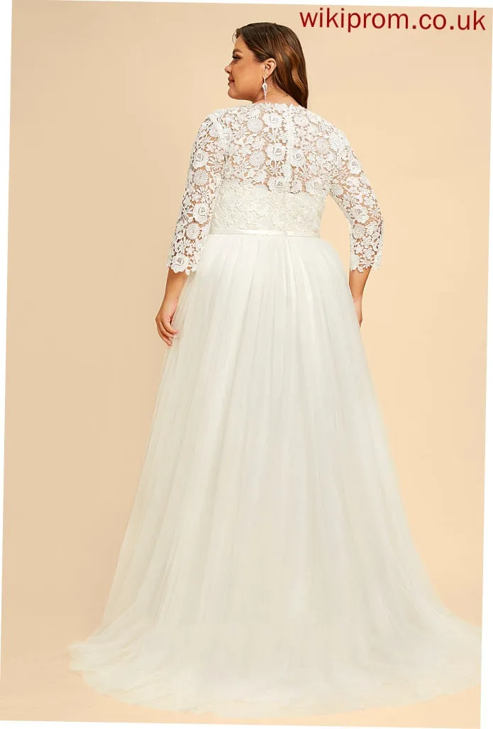 Train Gwen Wedding Tulle Lace Dress Wedding Dresses Sweep A-Line