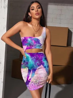 Unicorn Dresses Women Animal Hollow out Dresses Rainbow 3d Print Nebula Halter Sleeveless