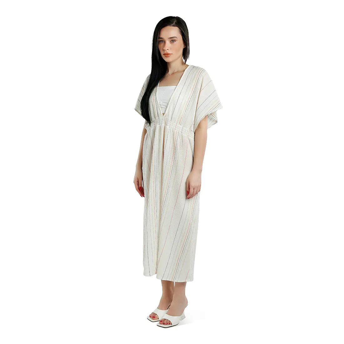 V-Neck Tassel Summer Cotton Dress