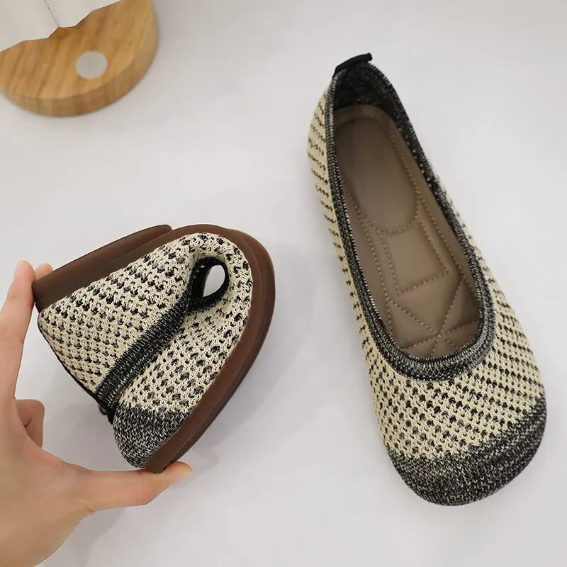 Vanccy Weaving Breathable Loafers  Comfortable Walking Casual Flats Shoes WF11