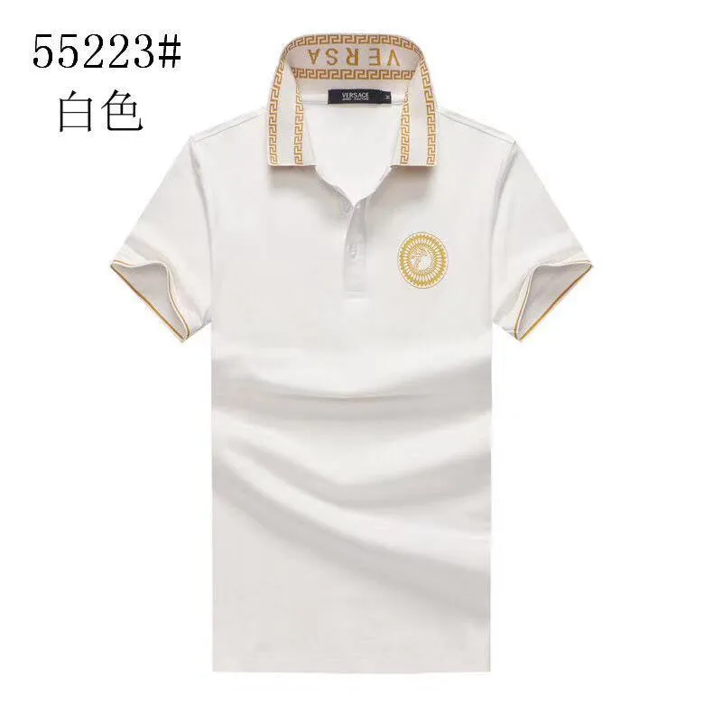 Vers Crested Logo With Collar Design White Polo Shirt