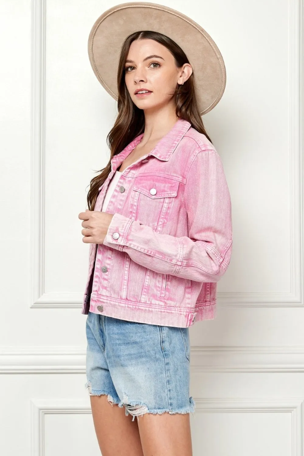 Vervet Button Up Cropped Denim Jacket