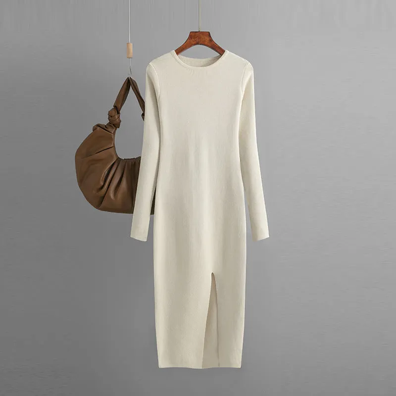 Warm Split Long Knitted Dress