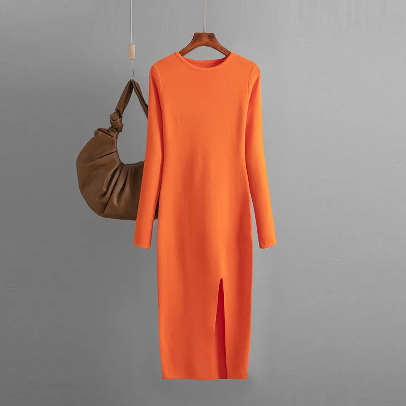 Warm Split Long Knitted Dress