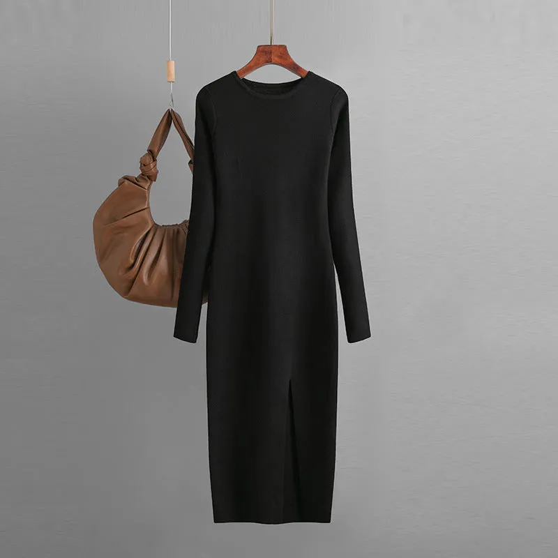 Warm Split Long Knitted Dress