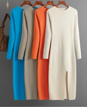 Warm Split Long Knitted Dress