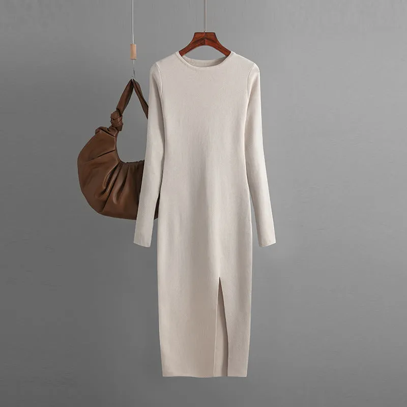 Warm Split Long Knitted Dress