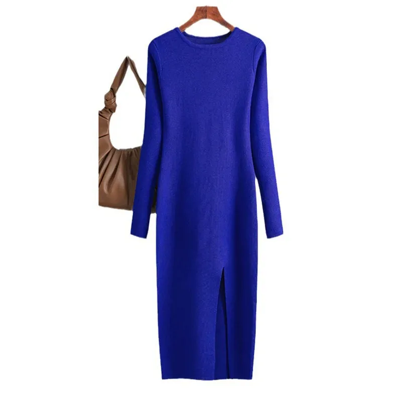 Warm Split Long Knitted Dress