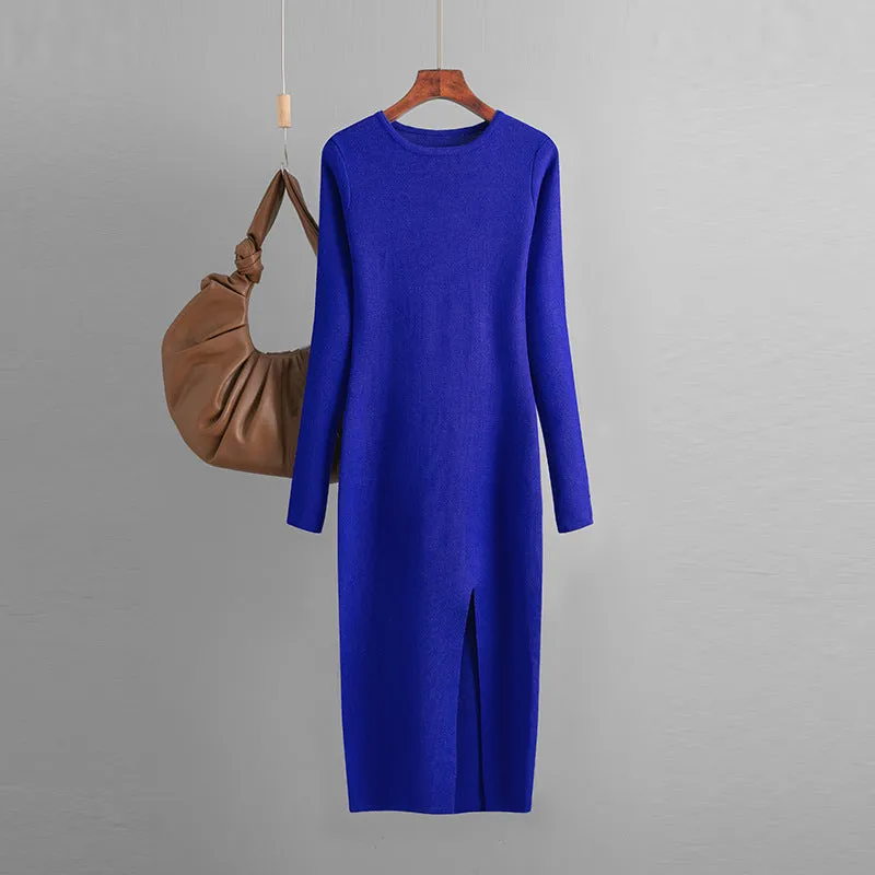 Warm Split Long Knitted Dress