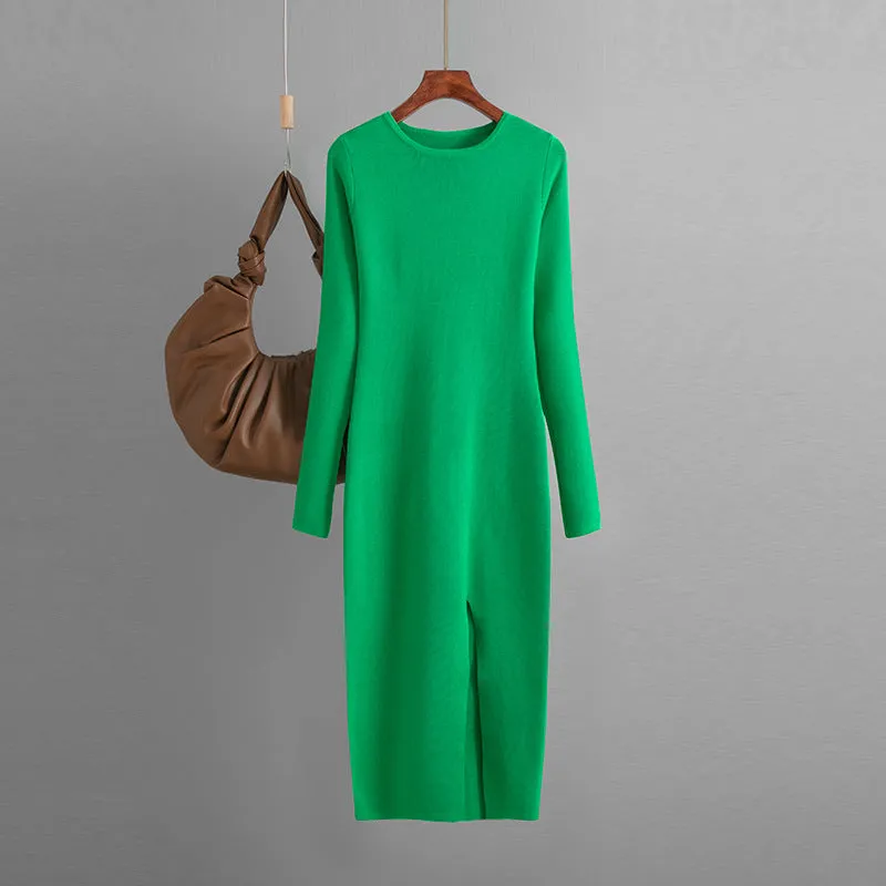 Warm Split Long Knitted Dress