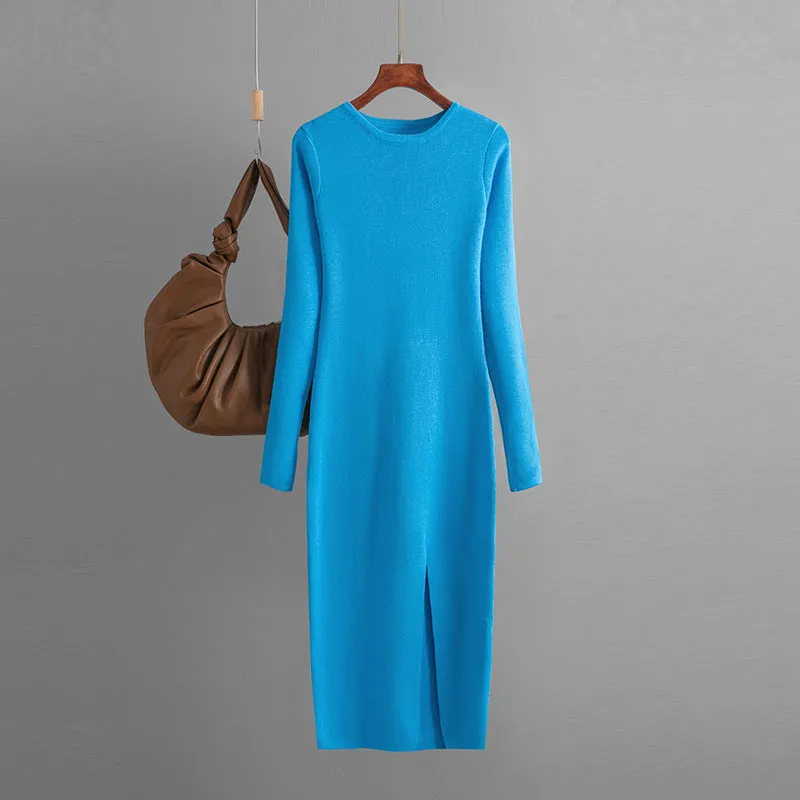Warm Split Long Knitted Dress