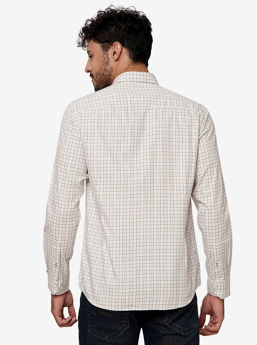 White Checked Smart Fit Semi Casual Shirt | Greenfibre