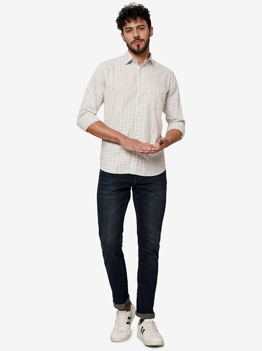 White Checked Smart Fit Semi Casual Shirt | Greenfibre