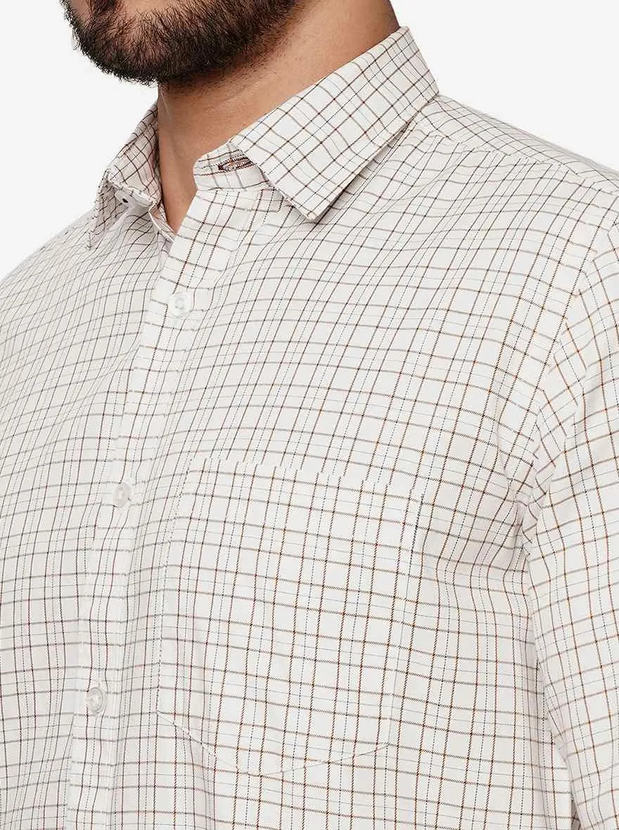 White Checked Smart Fit Semi Casual Shirt | Greenfibre