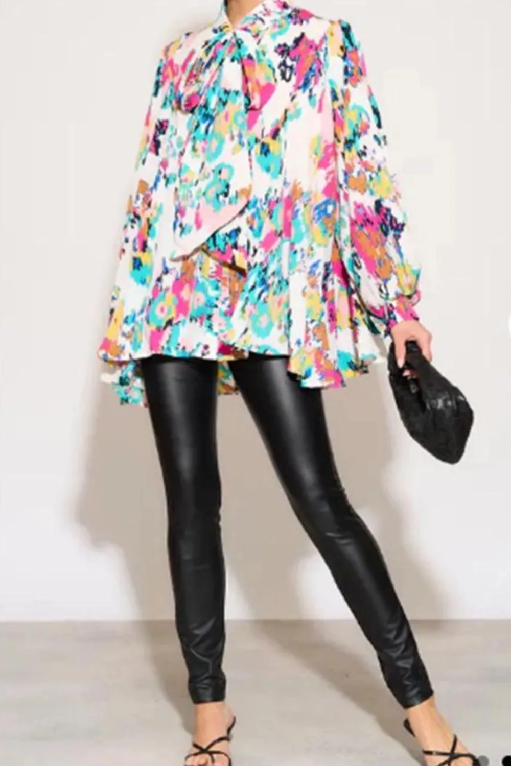 Wild bloom multi-print oversized blouse