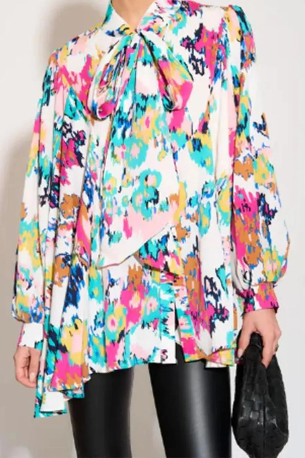 Wild bloom multi-print oversized blouse