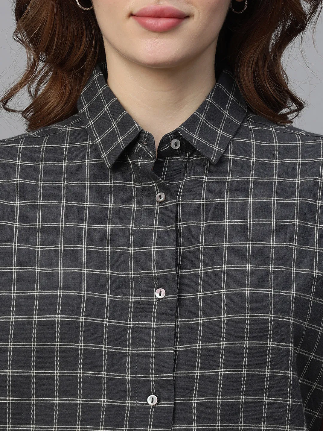 Women's Black Cotton Linen Boxy Fit Dress